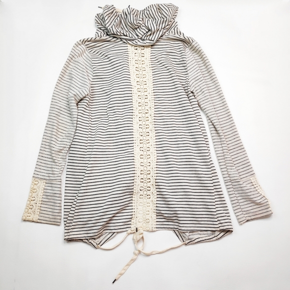 Hem & Thread Stripe Open Front Jacket Lace Size M - Picture 6 of 9